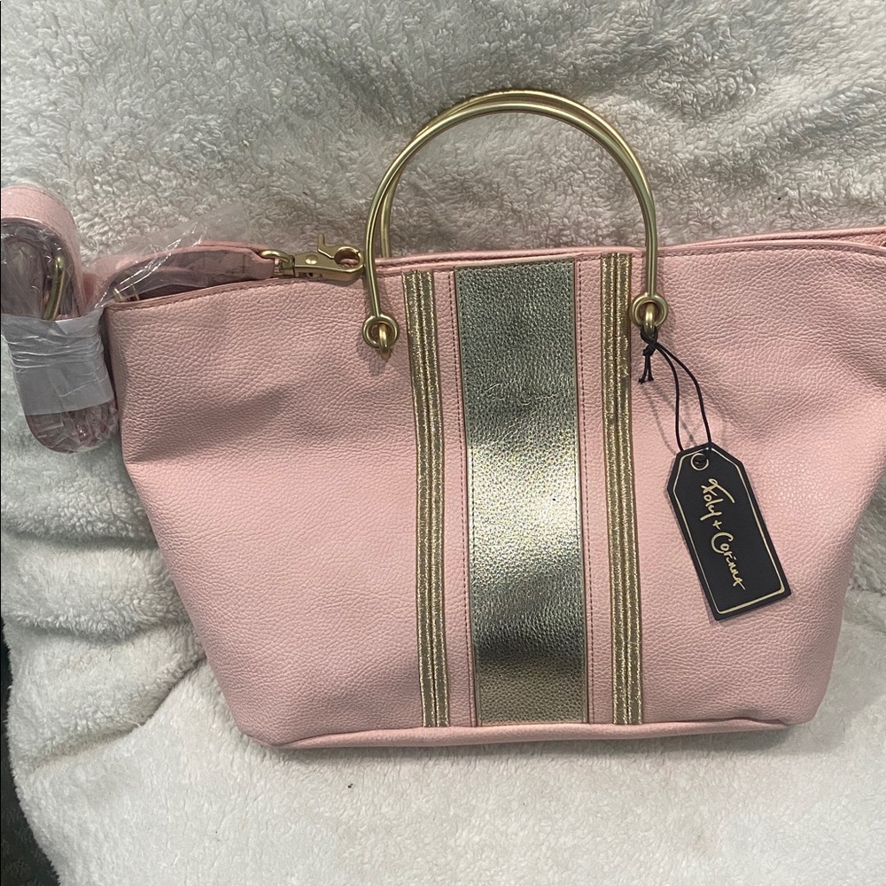 Foley + Corinna Blush Pink and Metallic Gold Satchel